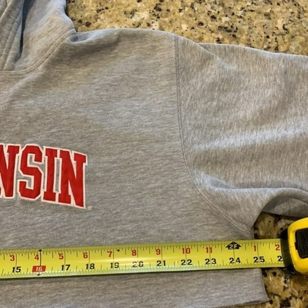 Nike Wisconsin Sweatshirt Cropped Gray Hoodie Vintage Badgers - Picture 7 of 7
